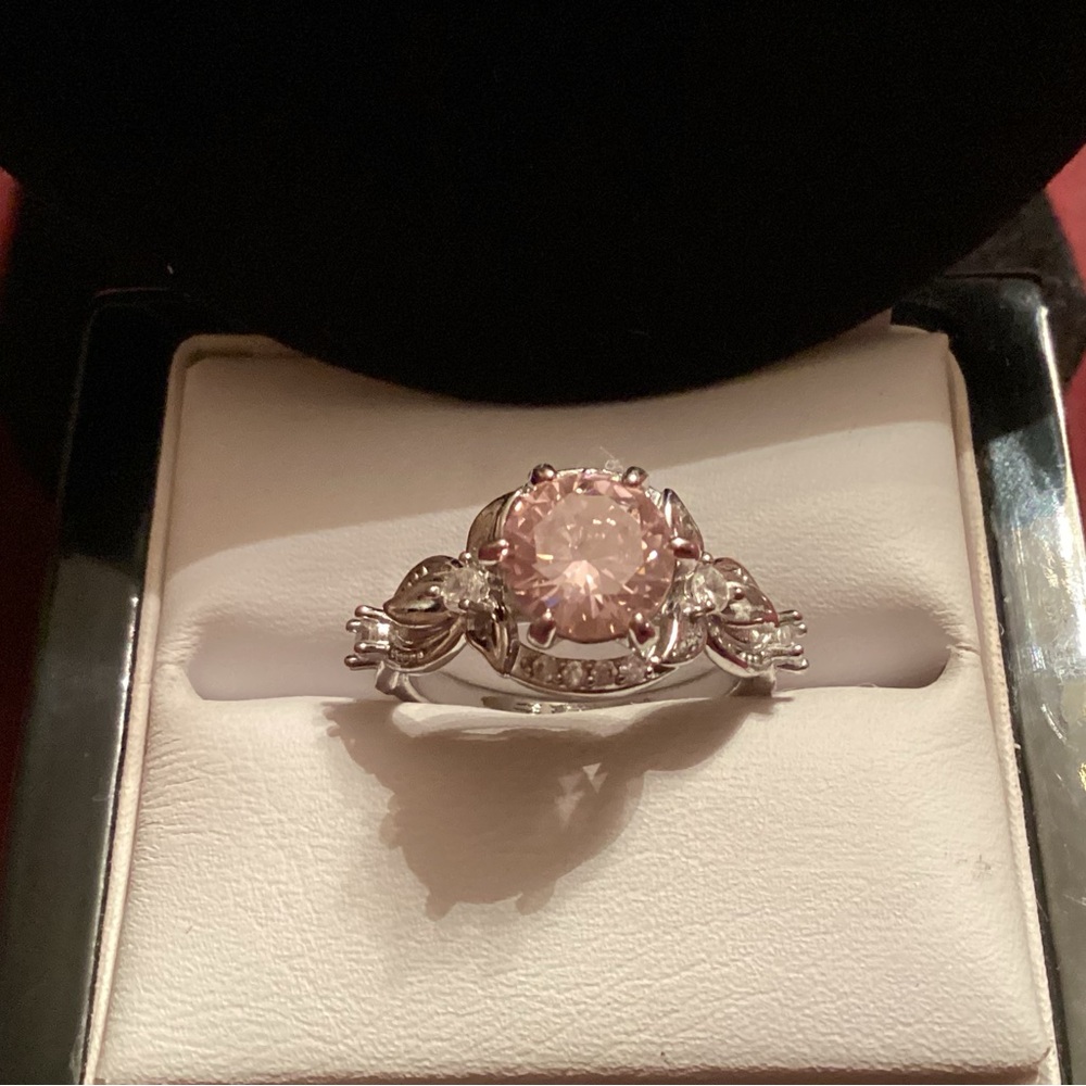 Pink Stone Silver Ring